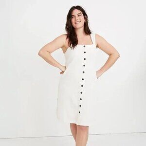 Madewell White Midi Dress with Black Buttons